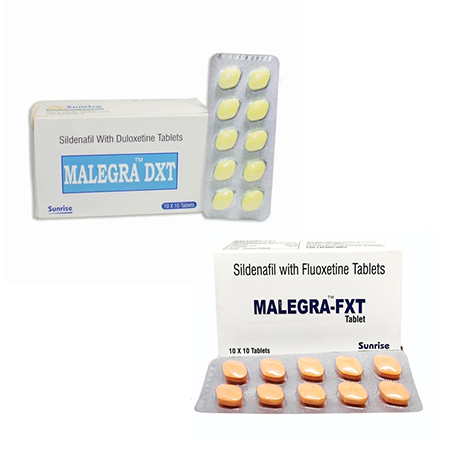 Malegra DXT 100/30 mg + Malegra FXT 100/40 mg 100/30 mg 100/40 mg 10/10 tabs