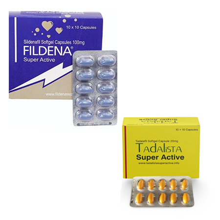 Tadalista Super Active 20 mg + Fildena Super Active 100 mg 20mg/100 mg 10/10 tabs